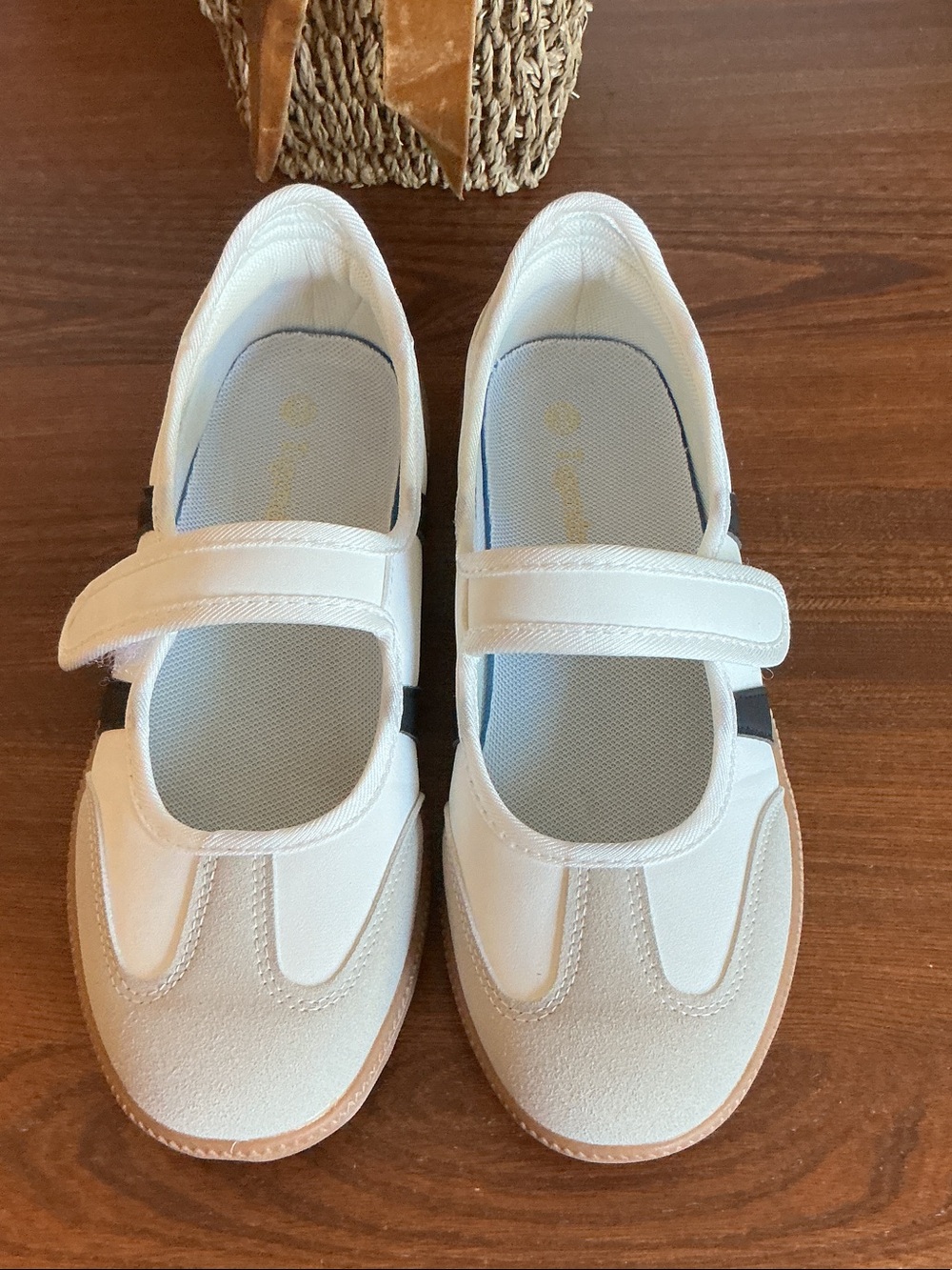 White Mary Jane Sneakers with Velcro Strap
